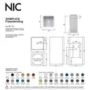 Nic-Design Умивальник окремо стоячий Nic Design Semplice 40х40х85 см без переливу, зі зливом у стіну, Denim глянець (001372076)