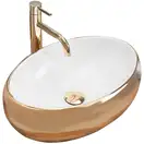 Умивальник (раковина) REA LINDA GOLD WHITE накладний білий/золотий (REA-U1021)