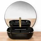 Умывальник (раковина) REA BELINDA BLACK GOLD EDGE накладной (REA-U8796)
