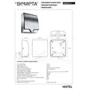 Автоматична сушка для рук 924224111 Hotel – 1000W, HEPA фільтр, LED light, нерж.сталь, хром  Bemeta Чехія