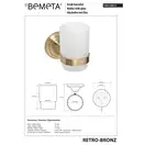 144110017 Retro Тримач для стакана(бронза)+стакан(скло), Bemeta (144110017)