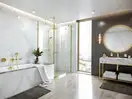 Стакан для жидкого мыла подвесной Hansgrohe AddStoris, полированное золото/стекло матовое (41749990) фото 7 Aquada.com.ua