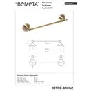 144104017 RETRO 3:тримач рушників 300мм,бронза Bemeta Чехія (144104017)