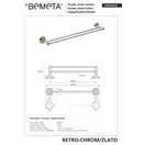 Тримач рушників 144204058 Retro подвійний,золото-хром Bemeta Чехія