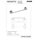 Тримач рушників 355mm, хром 144304012 RETRO 1  Bemeta Чехія