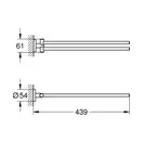Полотенцедержатель двойной 439 мм Grohe Essentials, тёмный графит, матовый (40371AL1) фото 2 Aquada.com.ua