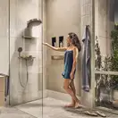 Настенный держатель Porter 500 с полкой правый Hansgrohe Porter E (цвет - шлифованная бронза) 26858140