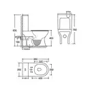 Чаша унітазу-компакту Mixxus Wave-0402-T3 Bowl 650x350x830 Tornado 3.0 без сидіння (MI8360)