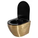 Подвесной унитаз REA CARLO FLAT BRUSHED GOLD BLACK золотой (REA-C3300)