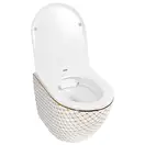 Подвесной унитаз REA CARLOS FLAT DIAMOND GOLD белый (REA-C5100)