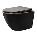 Подвесной унитаз REA CARLO BLACK MINI FLAT GOLD EDGE черный (REA-C8800)