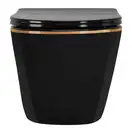Подвесной унитаз REA CARLO BLACK MINI FLAT GOLD EDGE черный (REA-C8800)