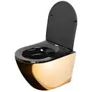 Подвесной унитаз REA CARLO FLAT MINI GOLD BLACK (REA-C8990)