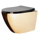 Подвесной унитаз REA CARLO FLAT MINI GOLD BLACK (REA-C8990)