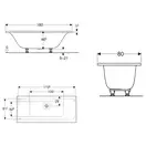 Ванна акриловая 180 х 80 х h46,6 см Geberit Tawa, slim rim, Duo в комплекте с ножками (554.124.01.1)