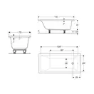 Ванна акриловая 150 х 70 х h42 см Geberit Selnova Square в комплекте с ножками (554.381.01.1)