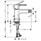 Смеситель для биде Hansgrohe Rebris E (цвет - чёрный матовый), с металлическим донным клапаном 72213670