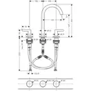 Змішувач для умивальника AXOR ONE 170 на 3 отвори з донним клапаном Push-Open, хром (48050000)