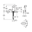 Смеситель для раковины с гигиеническим душем Grohe Bau Edge DN 15 S-SIZE (цвет - хром) (23757000) фото 2 Aquada.com.ua