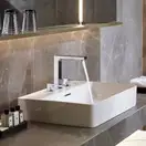 Змішувач для умивальника на 3 отвори Hansgrohe Metropol 160 із зливним клапаном Push-Open, чорний хром (32515340)