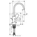 Смеситель для раковины высокий Hansgrohe Vivenis (цвет - чёрный матовый), с донным клапаном (75030670) фото 3 Aquada.com.ua