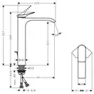 Смеситель для раковины высокий Hansgrohe Vivenis (цвет - хром), с донным клапаном (75040000) фото 4 Aquada.com.ua