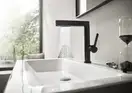 Смеситель для раковины высокий, с вытяжным душем, 2 вида струи Hansgrohe Finoris (цвет - чёрный матовый), с донным клапаном Push Open (76063670) фото 2 Aquada.com.ua