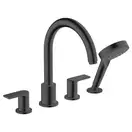 Смеситель на борт ванны Hansgrohe Vernis Shape (цвет - чёрный матовый), с душевым гарнитуром (71459670) фото 1 Aquada.com.ua