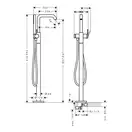 Смеситель для ванны напольный Hansgrohe Tecturis S (цвет - чёрный матовый), с душевым гарнитуром 73440670