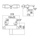 MQ102010/1CR Змішувач для ванни, термостат, хром Nobili ІТАЛІЯ (MQ102010/1CR)