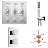 Комплект верхнього душа зі змішувачем і ручної лійкою Bossini Dream cube LIGHT 400 мм, хром (Y373720 PLUS)