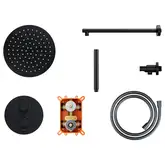 Душевая система с термостатом CORSAN LUGO BLACK + BOX скрытого монтажа (Z03TBL)