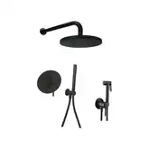 Душевая система скрытого монтажа Paffoni Shower Ø 225 мм + гигиенический душ Paffoni Tweet Round Mix (цвет - чёрный матовый) (KITLIG018NO+ZDUP110NO)