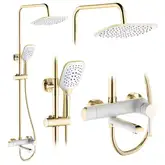 Душевой гарнитур REA MELIA GOLD WHITE с изливом (REA-P2406)