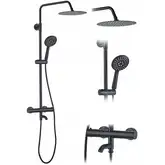 Rea Lungo Black Душевой гарнитур, черный (REA-P4113)