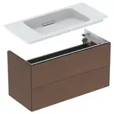 Шафка з умивальником Geberit ONE, 2 ящики, з укороченим вильотом, чорний горіх/натуральний шпон (500.385.00.1/500.395.01.1) (500.385.00.1_500.395.01.1)