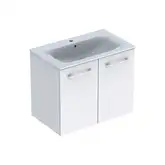 Geberit SELNOVA SQUARE комплект: умывальник встроенный Slim Rim, с тумбой 78,8*50,2см, двухдверной, белый глянец (501.256.00.1)