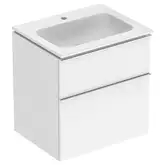 Тумба с раковиной Geberit iCon slim rim 60 см, корпус и фасад - белый глянец / ручки - хром глянец 502.335.01.2