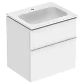 Тумба с раковиной Geberit iCon slim rim 60 см, корпус и фасад - белый мат / ручки - белый мат 502.335.01.3
