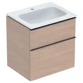 Тумба с раковиной Geberit iCon slim rim 60 см, корпус и фасад - дуб / ручки - лава мат 502.335.JH.1