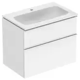 Тумба с раковиной Geberit iCon slim rim 75 см, корпус и фасад - белый глянец / ручки - хром глянец 502.336.01.2