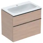 Тумба с раковиной Geberit iCon slim rim 75 см, корпус и фасад - дуб / ручки - лава мат 502.336.JH.1