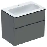 Тумба с раковиной Geberit iCon slim rim 75 см, корпус и фасад - лава мат / ручки - лава мат 502.336.JK.1