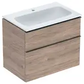 Тумба с раковиной Geberit iCon slim rim 75 см, корпус и фасад - орех тёмный / ручки - лава мат 502.336.JR.1