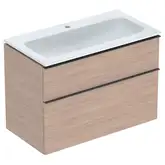 Тумба с раковиной Geberit iCon slim rim 90 см, корпус и фасад - дуб / ручки - лава мат 502.337.JH.1