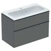 Тумба с раковиной Geberit iCon slim rim 90 см, корпус и фасад - лава мат / ручки - лава мат 502.337.JK.1