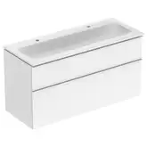 Тумба с раковиной Geberit iCon slim rim 120 см, корпус и фасад - белый глянец / ручки - хром глянец 502.338.01.2