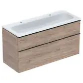 Тумба с раковиной Geberit iCon slim rim 120 см, корпус и фасад - орех тёмный / ручки - лава мат 502.338.JR.1