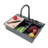 Zerix ZH7548-SET-03 Мийка з змішувачем Nano-Black (ZM5577)