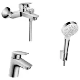 Набор смесителей для ванны 3-в-1 Hansgrohe Logis/Crometta Vario EcoSmart (цвет - хром) (71400114)